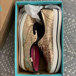 Kate Spade x Keds Gold Glitter Shoes Size 8